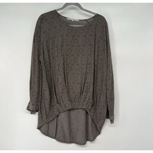 La Fee Maraboutee Tops Womens SZ 40 Brown Floral Long Sleeve Hi-Low Hem Italy